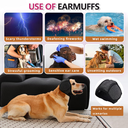 Dog Head Wrap - Quiet Ears For Anxiety, Waterproof Dog Calming Hood, No Shake Ear Cover Snoods For Thunder, Lightning, Fireworks, Vet Visits, Polyester And SBR Diving Fabric