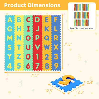 36-Piece Interlocking Baby Puzzle Floor Tiles with Educational Alphabet