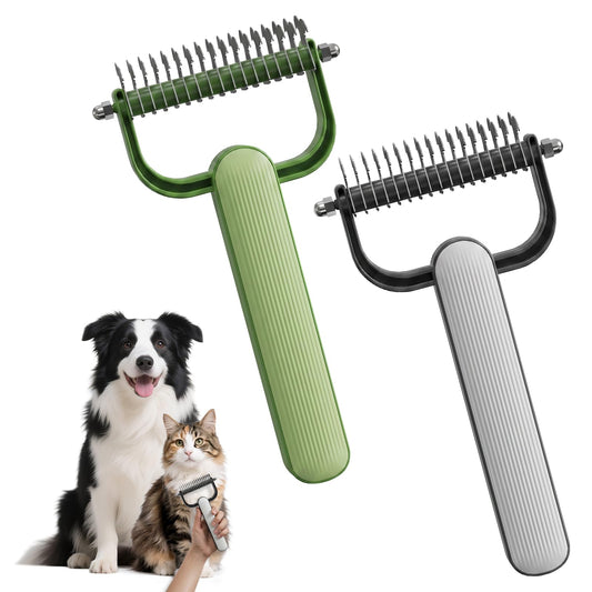 2026 New Double-Sided Dematting Comb For Dogs & Cats, Pet Grooming Tool For Long Haired Thick Double Coat Pets, Undercoat Rake Deshedding Brush For Tangles Matted Shedding Fur