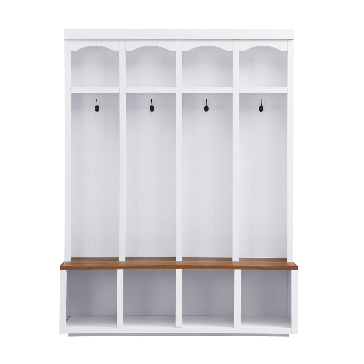 Entryway Hall Tree With Bench, 4 Hooks & Open Storage Space
