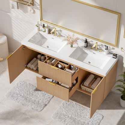 Modern Wall Mounted Bathroom Vanity, Soft Close Doors