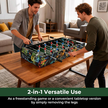 37 Inch Mini Foosball Table 2-in-1 Game Table with Detachable Legs for Tabletop-Black