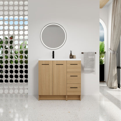 Wall Mounted Floating Bathroom Vanity With Sink, Door & Drawers Modular Cabinet