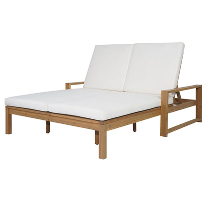 Outdoor Double Lounge Chair With 5 Position Adjustable Backrest