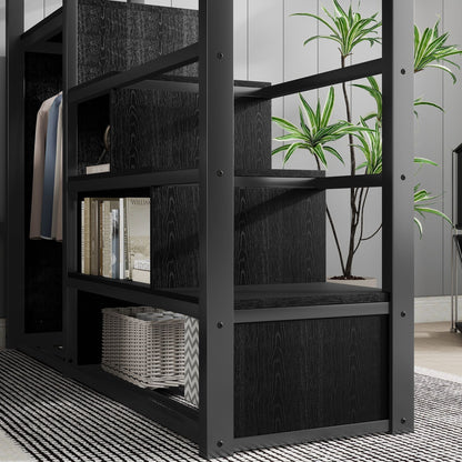 Loft Bed With Storage Shelves, Wardrobe