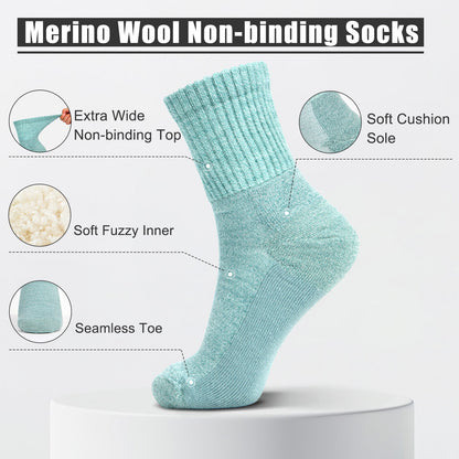 Comfort-Fresh Merino Wool Diabetic Socks With Non-Binding 1 Pair