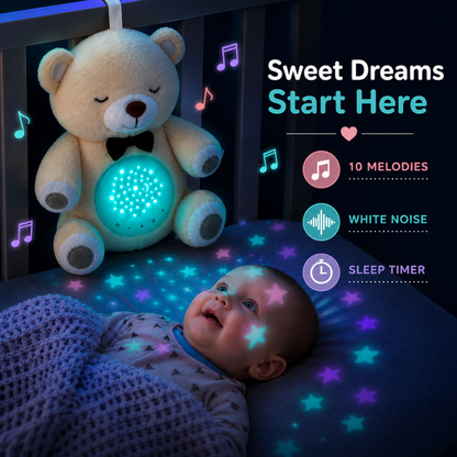 Lumipets Bear with Sound  Nursery Night Light & Sound Soother for Babies