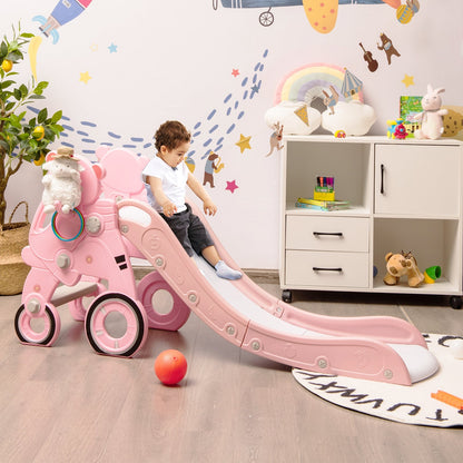 4-in-1 Foldable Baby Slide Toddler Climber Slide PlaySet with Ball