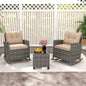 3-Piece Patio Rocking Chair Set with Glass Table