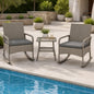 3-Piece Wicker Rocking Bistro Set with Cushions - Gray