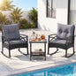 Outdoor Rattan Rocking Chair Set with Side Table - 3 Pieces