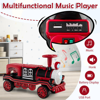 3-Seater Trackless Ride on Train Set 12V Ride on Toy Car with 2 Removable Chairs