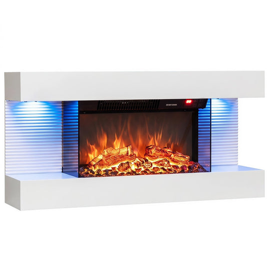 32-Inch Wall Mount Electric Fireplace with WiFi & Floating Mantel