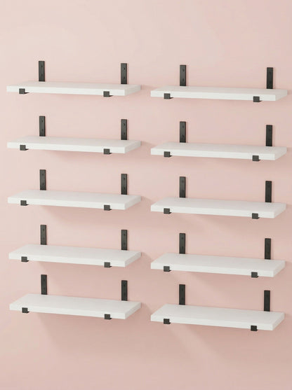 Wood Wall Shelves 15.8” with Metal Brackets – Rustic Floating Shelves | 5/8 Pack