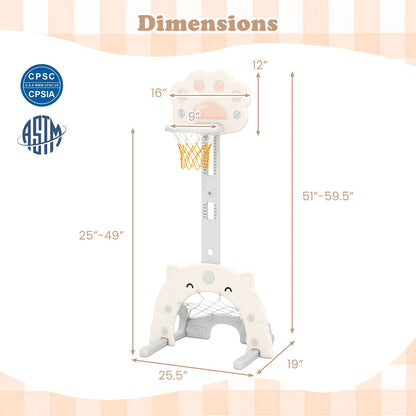 3 in 1 Kids Basketball Hoop with Basketball and Foldable Rim
