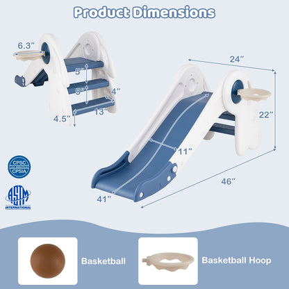 3 in 1 Toddler Slide Baby Slide Climber Playset with Basketball Hoop and Basketball