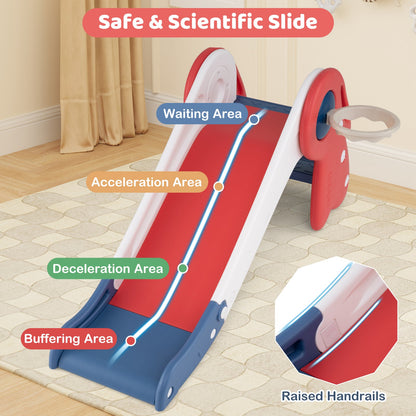 3 in 1 Toddler Slide Baby Slide Climber Playset with Basketball Hoop and Basketball