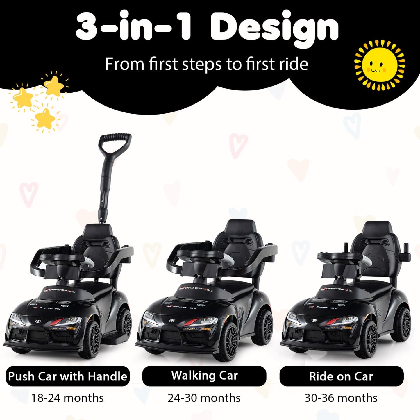 3-in-1 Toyota Licensed Foot-to-Floor Stroller Sliding Walking Toy