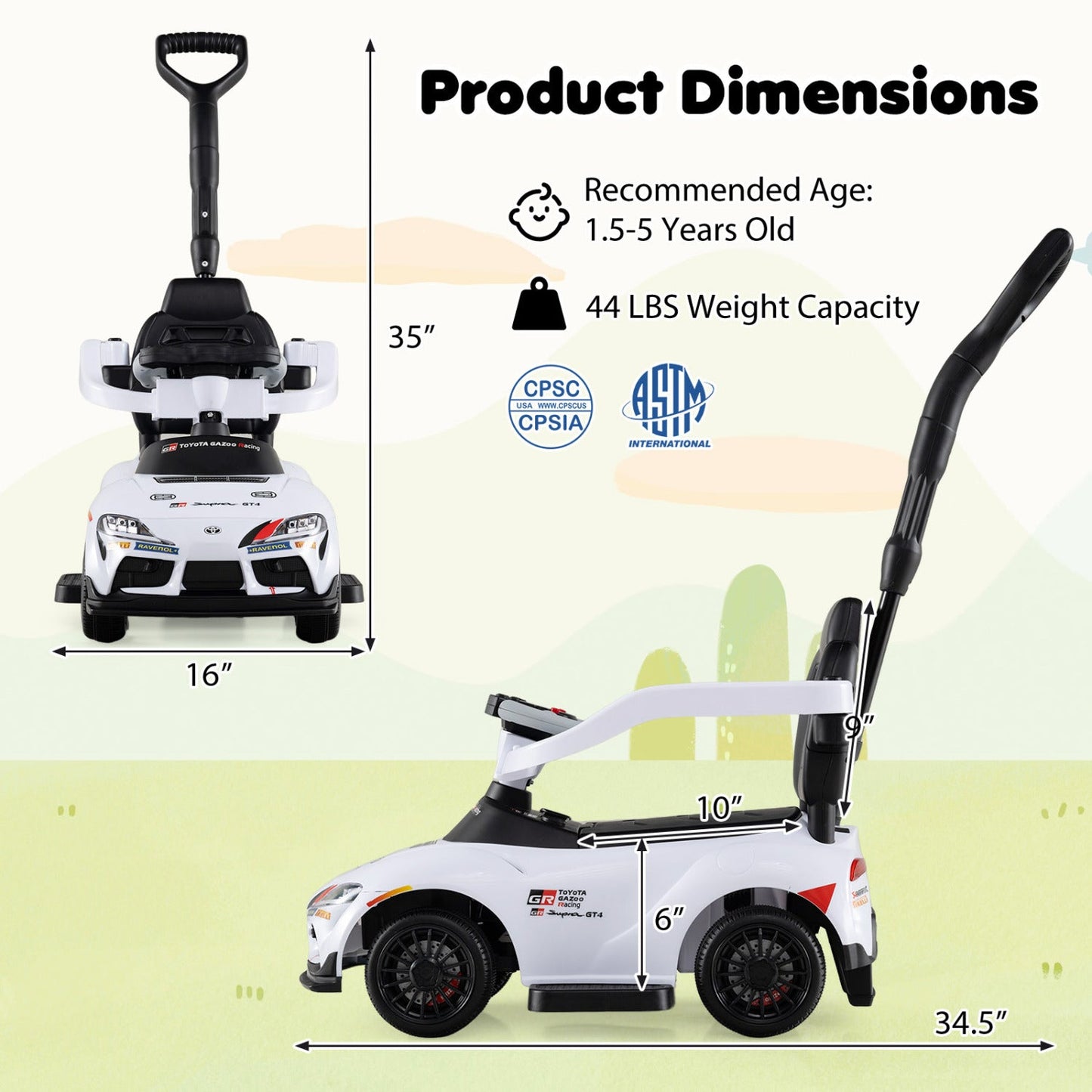 3-in-1 Toyota Licensed Foot-to-Floor Stroller Sliding Walking Toy