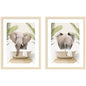 Elephant Palm Bathtub 2 Piece Framed Wall Art Print Set by Amy Peterson