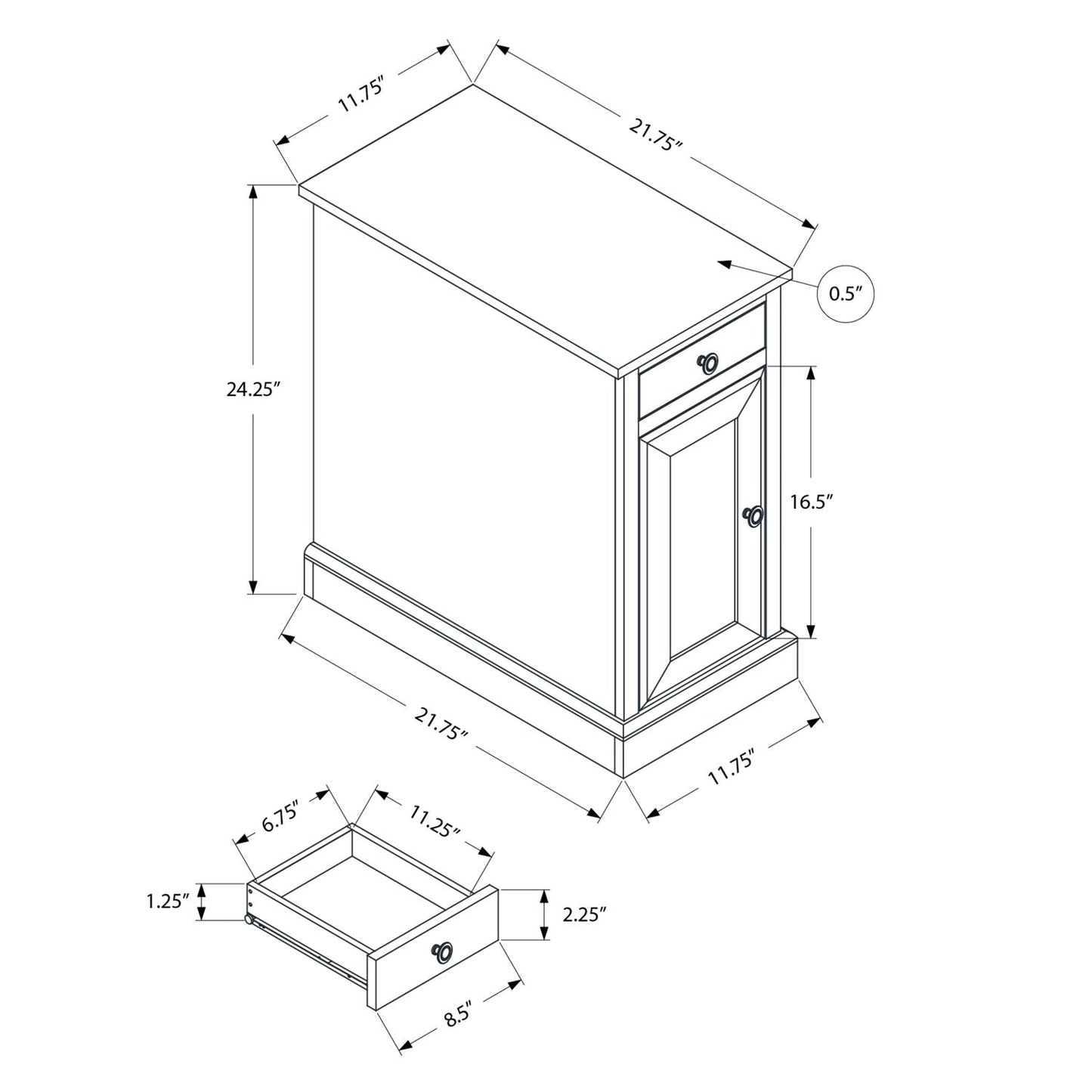 Accent End Table, Storage Drawer, Versatile Design - Espresso