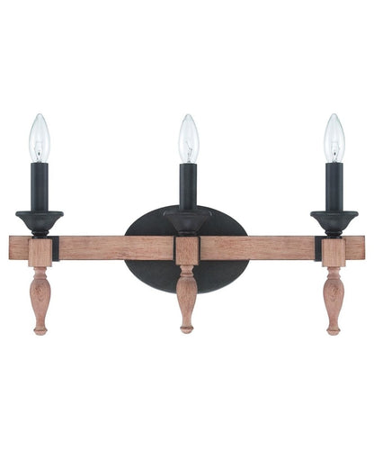 Glenwood 21"W 3-Light Aged Bronze and Distressed Oak Finish Bathroom Vanity Light Fixture