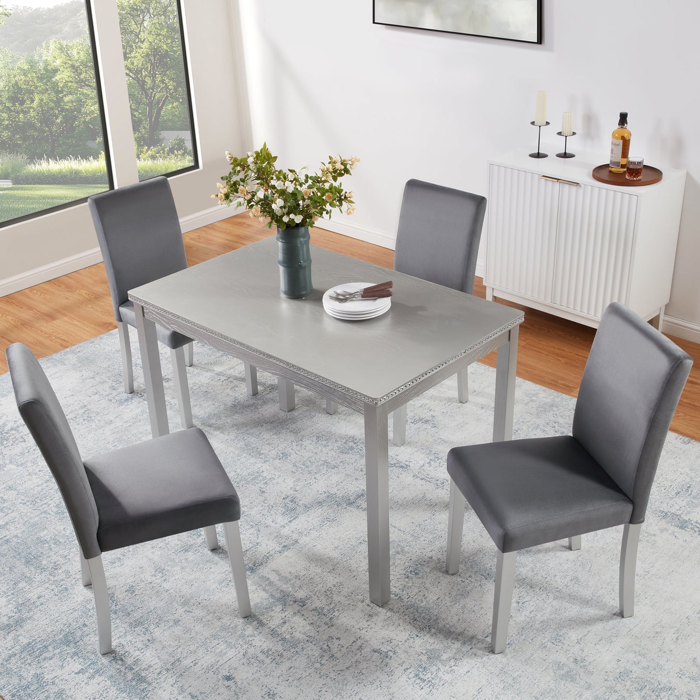 5 Piece Wooden Dining Table Set
