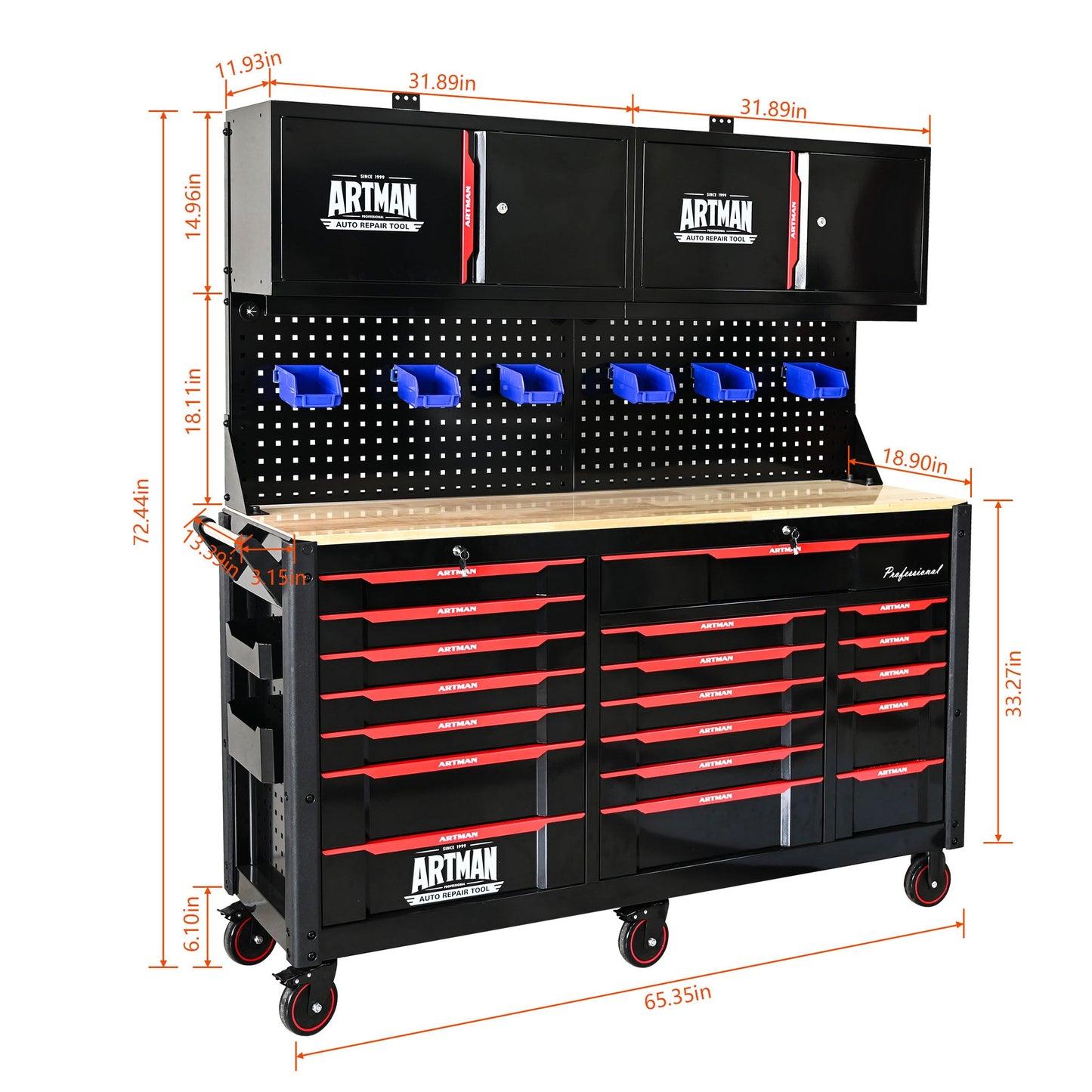 Wall-Mounted Double-Door Cabinet with Tool Rack