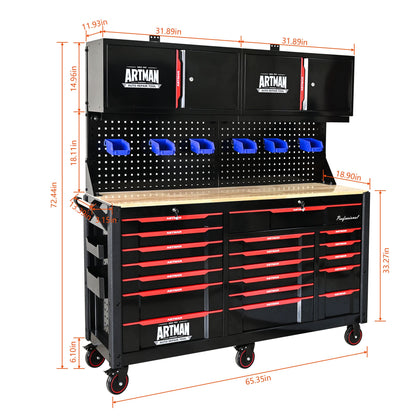 Wall-Mounted Double-Door Cabinet with Tool Rack