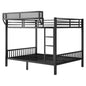 Queen Over Queen Bunk Bed With Ladder And Storage Shelf - Black
