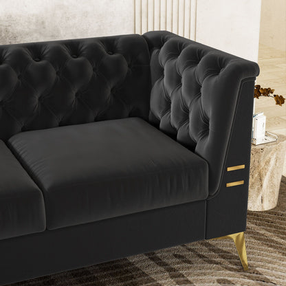 Luxurious Sofa With Legs, Modern Chesterfield Design, Tufted Upholstery, 3 Seat Couch For Living Room And Office