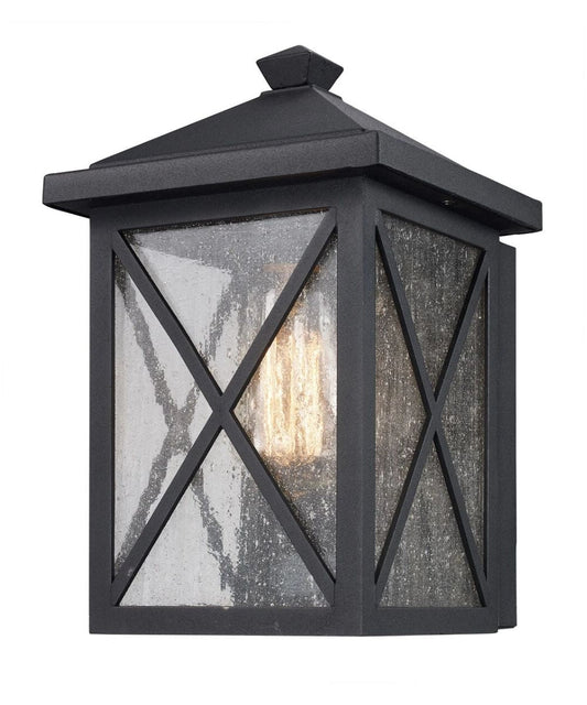 Leonis 10"High 1-Light Black Finish with Seeded Glass Shade Outdoor Wall Lantern
