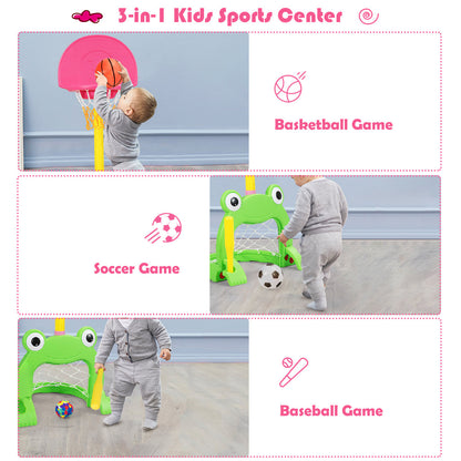 3-in-1 Kids Basketball Hoop Set Stand