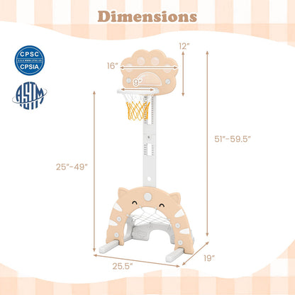 3 in 1 Kids Basketball Hoop with Basketball and Foldable Rim