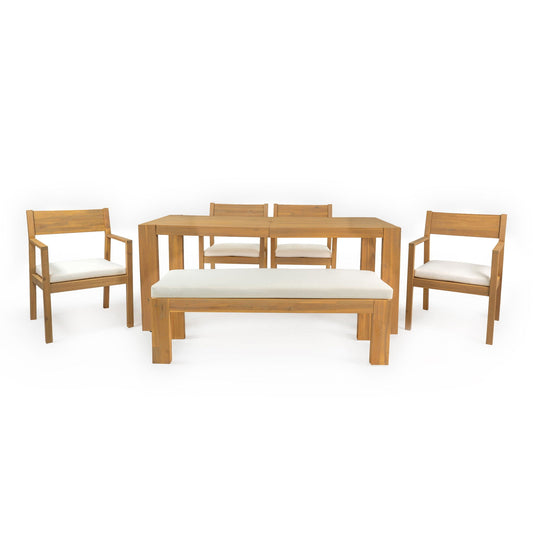 Outdoor Dining Set Rectangular Table With Umbrella Hole