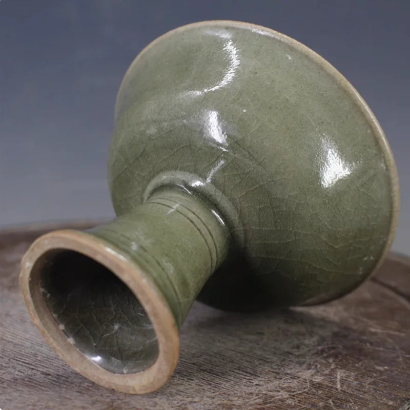 Celadon Phoenix High‑Footed Bowl – Antique‑Style Porcelain Ornament