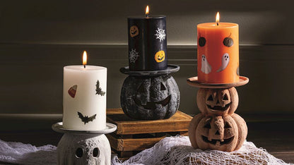 Terracotta Halloween Pillar Candle Holder