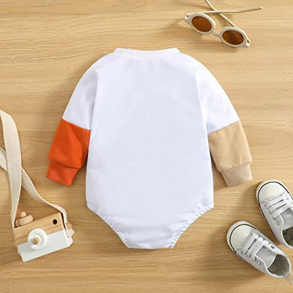 stylesilove Unisex Baby Boys Girls Good Vibes Only Long Sleeve Cotton White Sweatshirt Romper Toddler Letter Print Jumpsuit