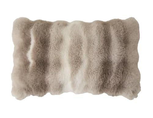 Fennco Styles Luxury Faux Fur Decorative Filled Throw Pillow 18" W x 18" L – Ivory Plush Fluffy Cushion for Couch, Bedroom, Living Room and Office Décor