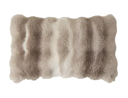 Fennco Styles Luxury Faux Fur Decorative Filled Throw Pillow 18" W x 18" L – Ivory Plush Fluffy Cushion for Couch, Bedroom, Living Room and Office Décor