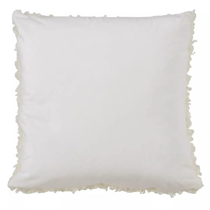 Fennco Styles Cozy Faux Lamb Fur Decorative Throw Pillow 18" W x 18" L – Ivory Cushion for Couch, Bedroom, Living Room and Office Décor