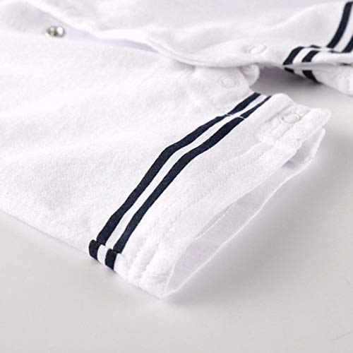 Styles I Love Baby Boys Marine Sailor Short Sleeve White Romper Onesie with Necktie 2pcs Holiday Outfit