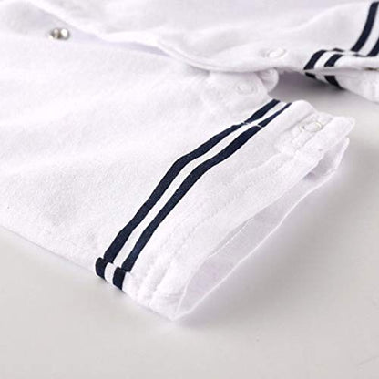 Styles I Love Baby Boys Marine Sailor Short Sleeve White Romper Onesie with Necktie 2pcs Holiday Outfit