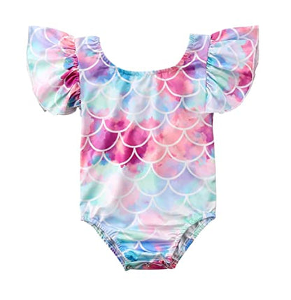 stylesilove Baby Toddler Girls Mermaid Ruffled One-Piece Swimsuit Multicolor Bathing Suit Beach Swimwear