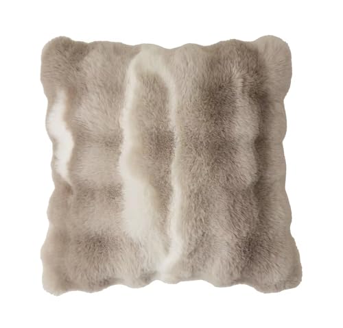 Fennco Styles Luxury Faux Fur Decorative Filled Throw Pillow 18" W x 18" L – Ivory Plush Fluffy Cushion for Couch, Bedroom, Living Room and Office Décor