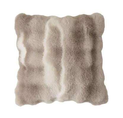 Fennco Styles Luxury Faux Fur Decorative Filled Throw Pillow 18" W x 18" L – Ivory Plush Fluffy Cushion for Couch, Bedroom, Living Room and Office Décor