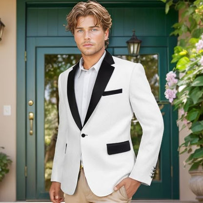 WYWK Men's White Prom Blazer One Button