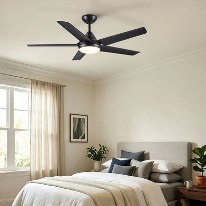 Ceiling Fan With Lights And Remote Control, Reversible DC Motor, 6 Speeds, 3 Cct Dimmable LED, Quiet Timer For Indoor - Black