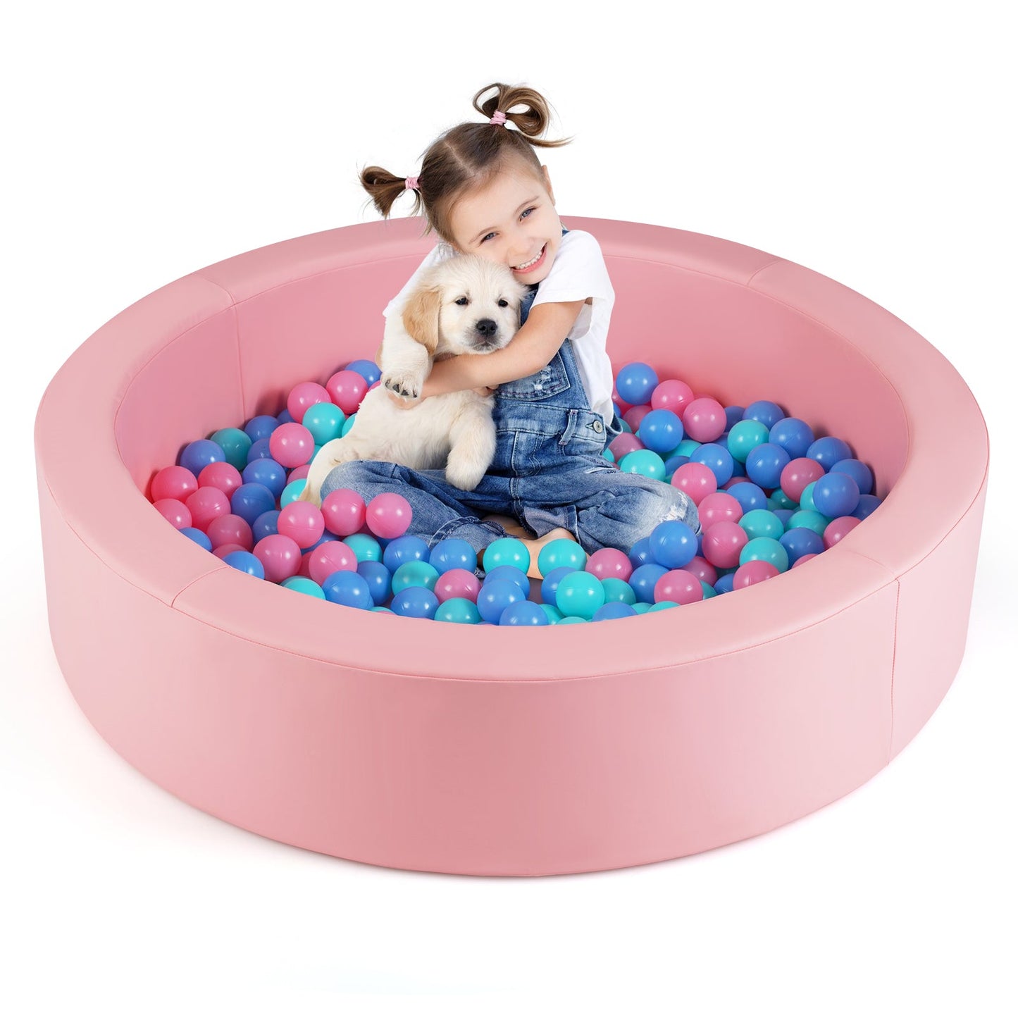 42.5 Inch Round Foam Ball Pits with 25D Sponge Filling and Washable PU Cover for Toddlers