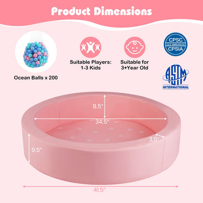 42.5 Inch Round Foam Ball Pits with 25D Sponge Filling and Washable PU Cover for Toddlers